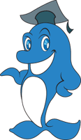 精英特速读吉祥物——蓝色的小海豚眨着大大的眼睛仿佛在欢迎大家！